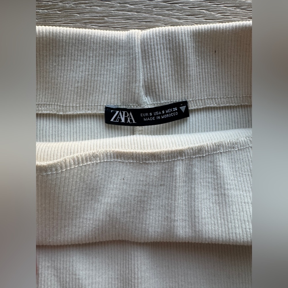 Zara Cream Ribbed Knit Skirt